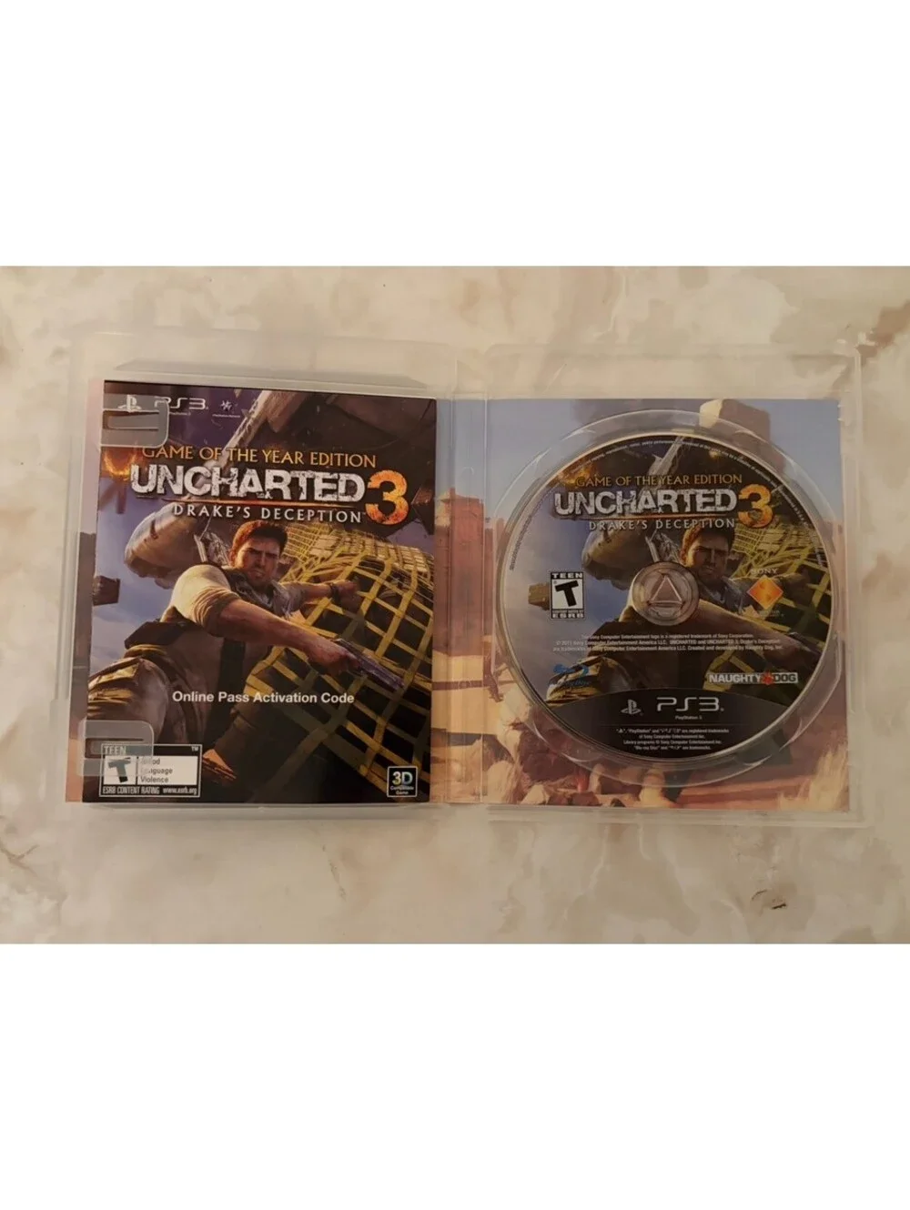 Uncharted 2 & 3 PS3 Game Lot GOTY Drake's Deception CIB Among Thieves Disc Only